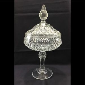 Pressed glass compote with lid